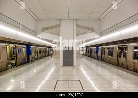 PATH Port Authority Trans-Hudson commuter train at the World Trade ...