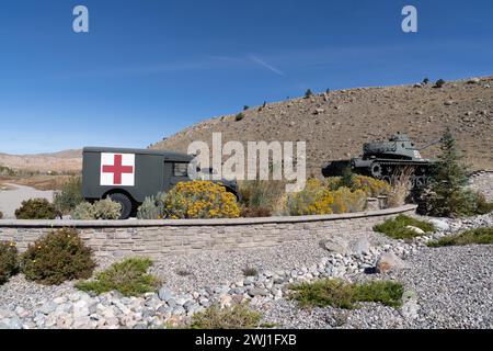 Dubois, Wyoming - October 5, 2023: National Museum of Military Vehicles, outside the entrance, tanks on display Stock Photo