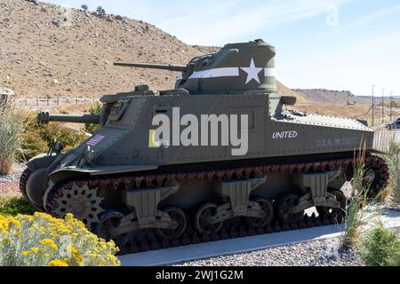 Dubois, Wyoming - October 5, 2023: National Museum of Military Vehicles, tank on display Stock Photo