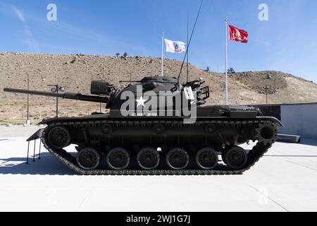 Dubois, Wyoming - October 5, 2023: National Museum of Military Vehicles, outside the entrance, US Army tank on display Stock Photo