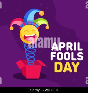 vector april fools day illustration in flat design style Stock Vector