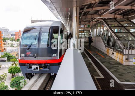 Okinawa Monorail train of the local monorail system in Naha, Japan Stock Photo