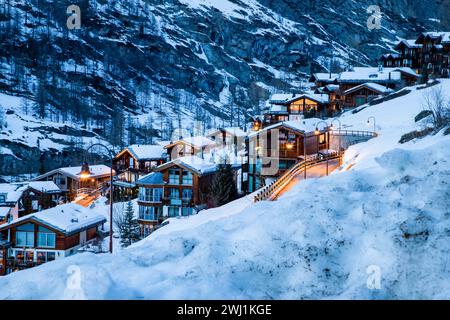 Amazing view of Matterhorn peak from Zermatt Stock Photo