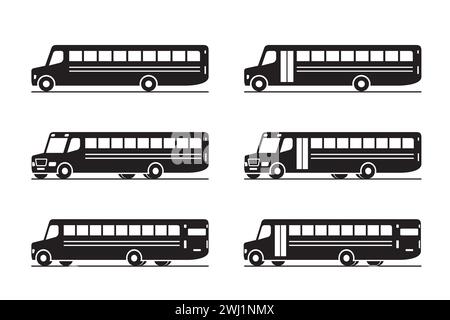 School bus in different view – vector illustration Stock Vector