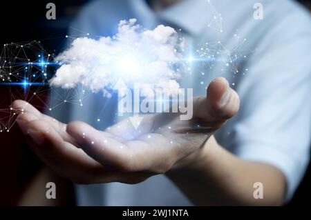 Concepts for using the cloud server system Stock Photo