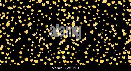 Seamless heart shape pattern. Heart confetti, gold colored. Stock Vector