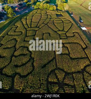 Overhead View of Agricultural Fields in Patterns Stock Photo