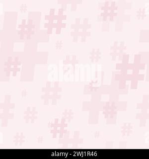 Hashtag pattern. Social media hash symbol seamless texture. Vector hashtag background. Pink subtle color. Stock Vector