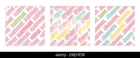 Fashion abstract contemporary seamless pattern with dry brush crayon charcoal lines set. Graphic squiggle vector. Modern trendy Vector. Grunge, textur Stock Vector