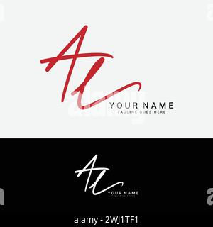 A, L, AL Initial letter logo. Alphabet AL Handwritten Signature logo Stock Vector