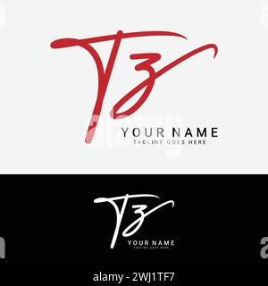 T, Z, TZ Initial letter logo. Alphabet TZ Handwritten Signature logo Stock Vector