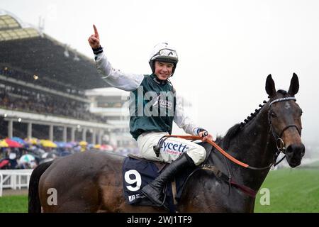 File photo dated 16-03-2022 of Charlie Deutsch on L'Homme Presse. Owner Andy Edwards is looking to L'Homme Presse to book his Cheltenham Gold Cup in Saturday's Betfair Ascot Chase at the Berkshire track. Issue date: Monday February 12, 2024. Stock Photo