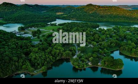 Aerial of Defeated Creek Campground, TN Stock Photo