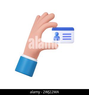 3d hand hold Id card icon Stock Vector