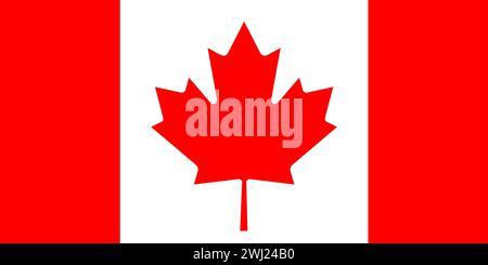 Flag of Canada. Canadian flag with red maple leaf on white background. Canadian national flag. Canad Stock Photo