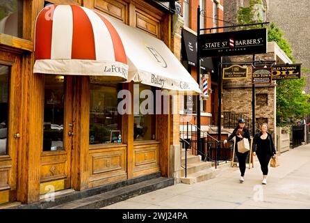 CHICAGO - Street with bakery in the Old Town neighborhood of Chicago Stock Photo