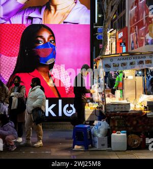 SEOUL - Food stalls at the night market of Myeongdong in Seoul Stock Photo