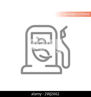 Gasoline pump and biofuel vector icon. Eco gas station line symbol. Stock Vector