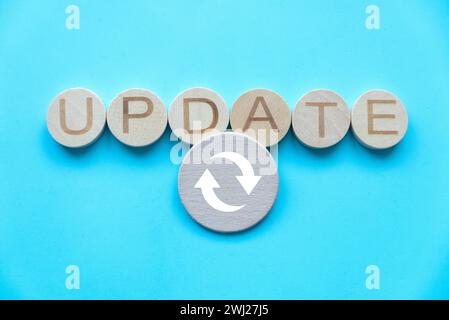 Alphabet of word update and icon. Stock Photo