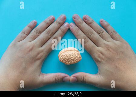 Concept of brain diseases, mental health, Alzheimer's, Parkinson's disease, dementia, stroke, and seizure. Nootropics use to improve memory and neural Stock Photo