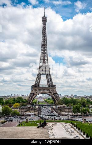 View of the Eiffel Tower from Trocadero Garden, Paris Stock Photo