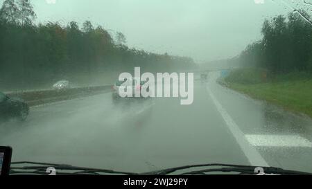 Autobahnfahrt im Regen * driving  in the rain on the autobahn/Freeway Stock Photo