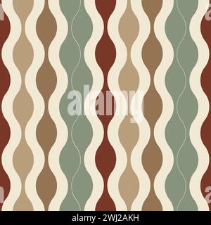 a seamless vector pattern with vertical wavy stripes in different colors on a cream white background. Vector illustration Stock Vector