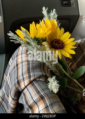 Sunflower and Wild Sage Bouquet Stock Photo