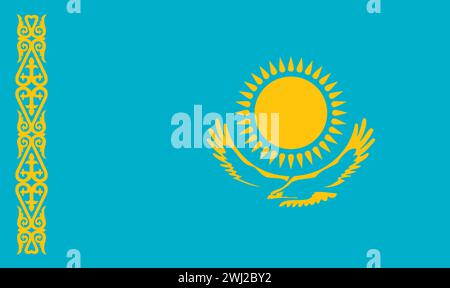 Flag of Kazakhstan. National Kazakh flag. Kazakh national flag on textured background. Fabric Textur Stock Photo