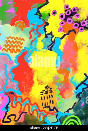 Abstract background with multicolor spots and splashes of paint Stock Photo