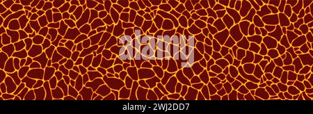 Magma or volcanic lava texture background, horizontal banner. Flat vector illustration Stock Vector