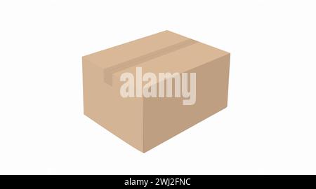Carton Box. Vector isolated flat illustration of a carton box on a white background Stock Vector