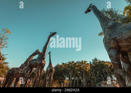 Plants and animal sculptures in Bacalhoa Buddha Eden Park in Portugal Stock Photo