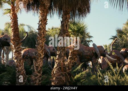 Plants and animal sculptures in Bacalhoa Buddha Eden Park in Portugal Stock Photo