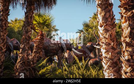 Plants and animal sculptures in Bacalhoa Buddha Eden Park in Portugal Stock Photo