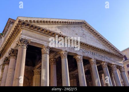 Facade of the Pantheon in Rome, Italy Stock Photo