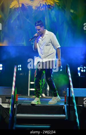 Miami, USA. 10th Feb, 2024. MIAMI, FLORIDA - FEBRUARY 10: Cris Tamayo performs during Leoni Tórres Y Sus Amigos concert at James L. Knight Center on February 10, 2024 in Miami, Florida. (Photo by JL/Sipa USA) Credit: Sipa USA/Alamy Live News Stock Photo