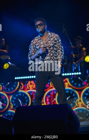 Miami, USA. 10th Feb, 2024. MIAMI, FLORIDA - FEBRUARY 10: Cimafunk performs during Leoni Tórres Y Sus Amigos concert at James L. Knight Center on February 10, 2024 in Miami, Florida. (Photo by JL/Sipa USA) Credit: Sipa USA/Alamy Live News Stock Photo