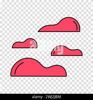 Cloud icon. Outline balloon. Set of clouds in flat style. Vector cartoon clipart on a transparent background. Stock Vector