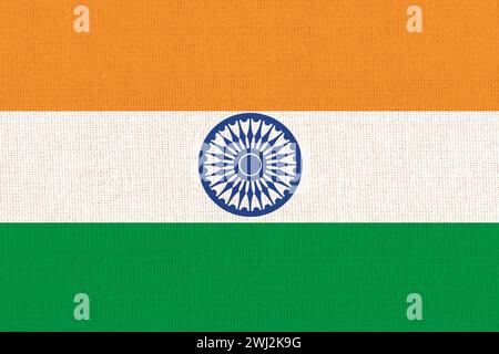 Flag of India. National Indian flag on fabric surface. Indian national flag Indian national flag on Stock Photo