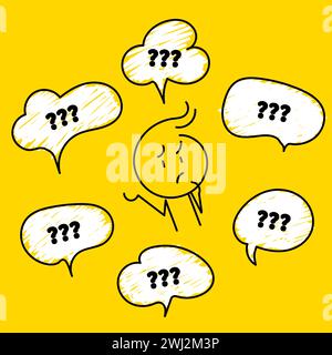 Question on a white speech bubble icon. Illustration on a white isolated background. Communication inclusion people concept. Stock Vector