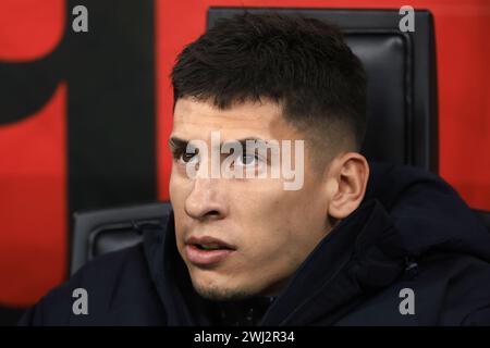 Milan, Italy. 11th Feb, 2024. Mathias Olivera of SSC Napoli looks on from the bench prior to the Serie A match at Giuseppe Meazza, Milan. Picture credit should read: Jonathan Moscrop/Sportimage Credit: Sportimage Ltd/Alamy Live News Stock Photo