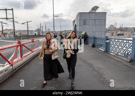 February 12, 2024: ISTANBUL, TURKEY, FEBRUARY 12, 2024: People around Galata Bridge during the days of high inflation. Turkish Statistical Institute, TUIK, inflation exceeded expectations in January 2024, reaching 6.70%. Annual inflation was recorded as 64.86%. Inflation is the most important topic on the economic agenda in Turkey. (Credit Image: © Tolga Ildun/ZUMA Press Wire) EDITORIAL USAGE ONLY! Not for Commercial USAGE! Stock Photo