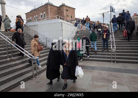 February 12, 2024: ISTANBUL, TURKEY, FEBRUARY 12, 2024: People around touristic Eminonu district during the days of high inflation. Turkish Statistical Institute, TUIK, inflation exceeded expectations in January 2024, reaching 6.70%. Annual inflation was recorded as 64.86%. Inflation is the most important topic on the economic agenda in Turkey. (Credit Image: © Tolga Ildun/ZUMA Press Wire) EDITORIAL USAGE ONLY! Not for Commercial USAGE! Stock Photo