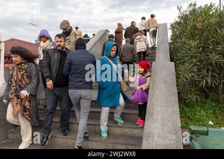 February 12, 2024: ISTANBUL, TURKEY, FEBRUARY 12, 2024: People around Galata Bridge during the days of high inflation. Turkish Statistical Institute, TUIK, inflation exceeded expectations in January 2024, reaching 6.70%. Annual inflation was recorded as 64.86%. Inflation is the most important topic on the economic agenda in Turkey. (Credit Image: © Tolga Ildun/ZUMA Press Wire) EDITORIAL USAGE ONLY! Not for Commercial USAGE! Stock Photo