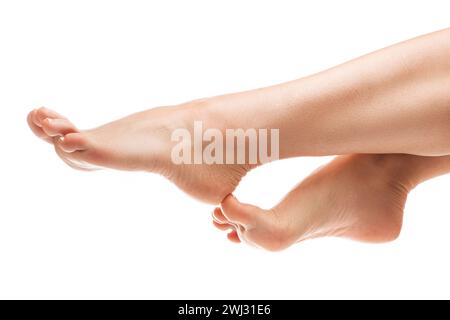 Female feet with smooth soft skin after hair removal treatment Stock Photo