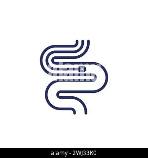 endoscopy procedure line icon on white Stock Vector