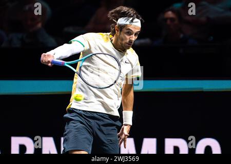 Rotterdam, Netherlands. 12th Feb, 2024. ROTTERDAM, NETHERLANDS - FEBRUARY 12: Lorenzo Musetti of Italy during Day 1 of the ABN AMRO Open 2024 at Ahoy on February 12, 2024 in Rotterdam, Netherlands. (Photo by Joris Verwijst/BSR Agency) Credit: BSR Agency/Alamy Live News Stock Photo