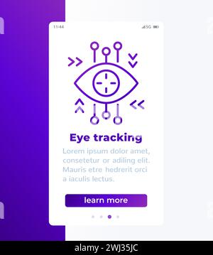 eye tracking mobile banner with line icon Stock Vector