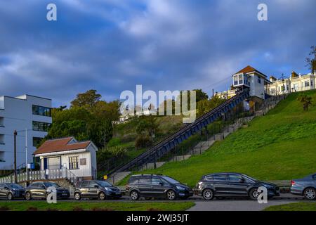 The newly restored Cliff lift At Western Esplanade Southend on sea Stock Photo